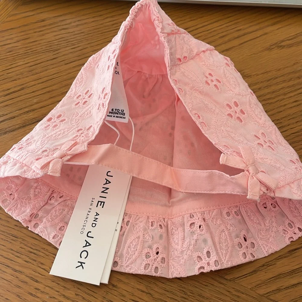 Janie and Jack Pink Bonnet Hat Size 12-18 Months NWT